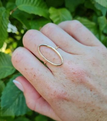 Bague cercle ovale plaqué or taille 54