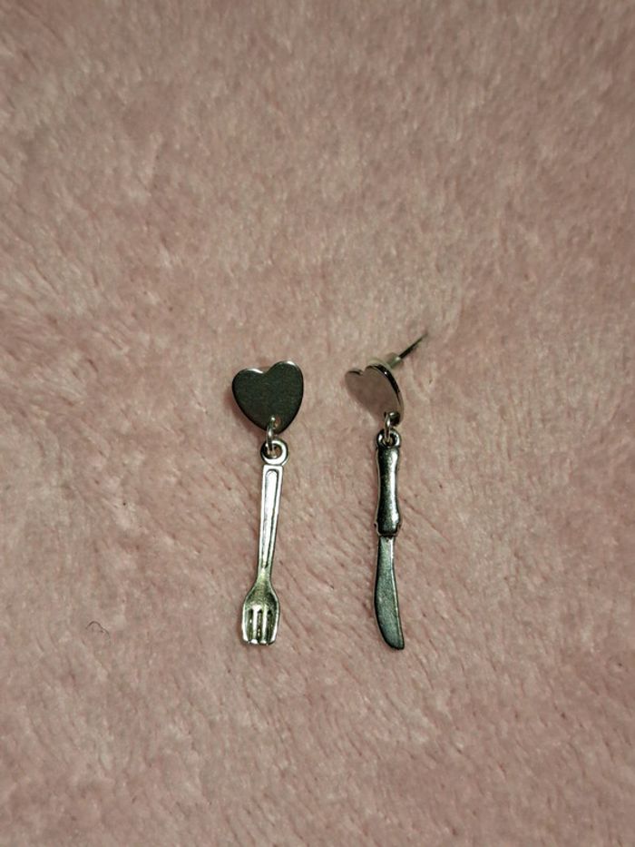 Boucles d'oreilles couteau et fourchette - photo numéro 2