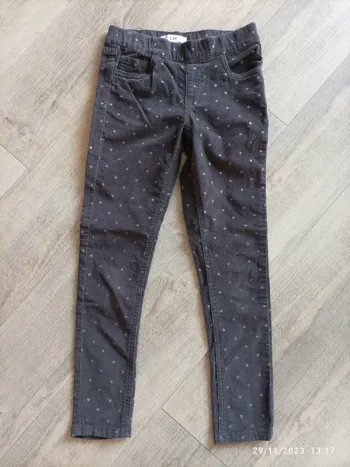 Pantalon velours slim gris 8 ans