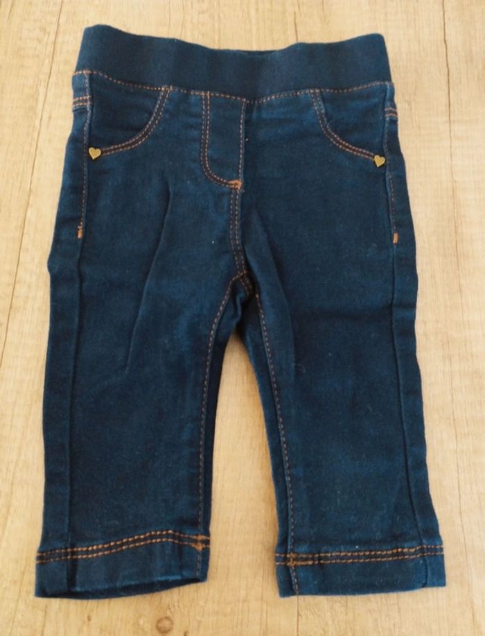 Jean slim fille bleu marine taille 3 mois Tape à l'oeil