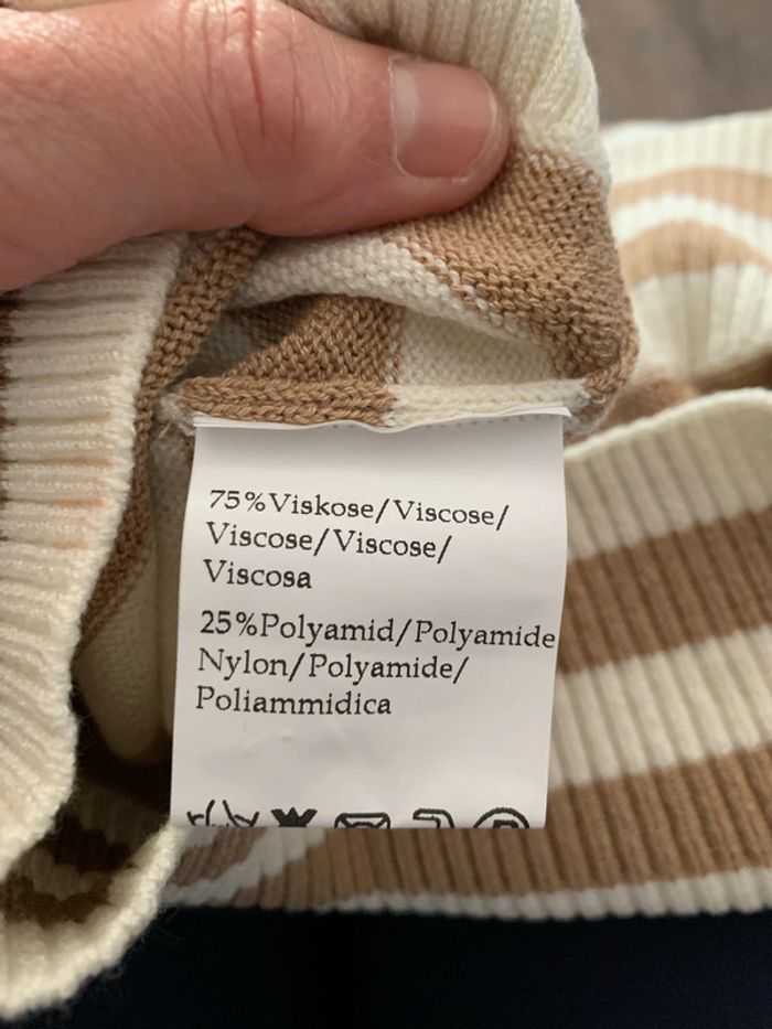Pull long rayé beige/ caramel - photo numéro 7
