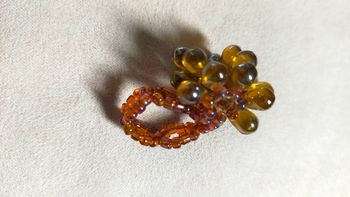 Bague perles ambre orangé – fait main – taille 48 - Collection Sable & Ébène