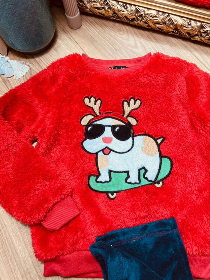 Taille 6 ans pyjama de Noël piloupilou garçon Tex rouge et bleu * chien * 💙 - photo numéro 2