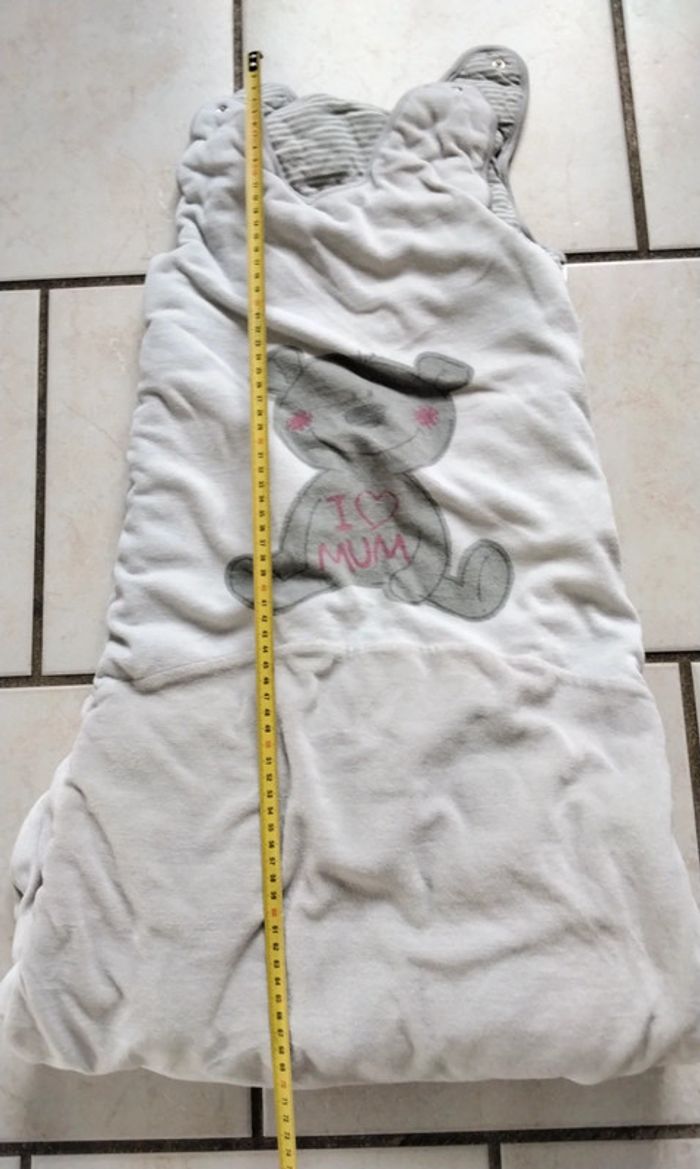 Gigoteuse turbulette, beige et grise, un motif d ours, 80 cm à 105 cm - photo numéro 4