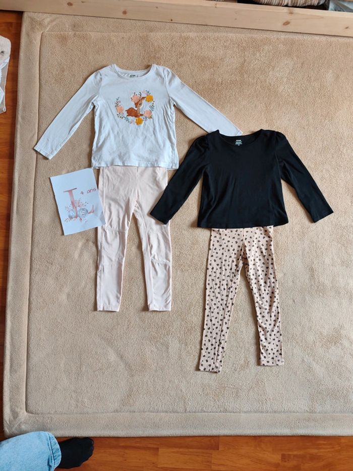 Lot de 2 ensembles legging+tee-shirts manches longues 4 ans Kiabi