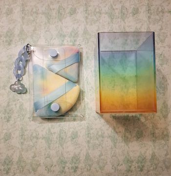 Pot à cosmétiques + houpette maquillage  arc-en-ciel