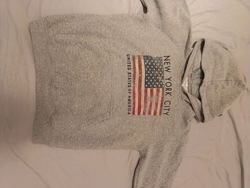 Sweat gris capuche New York 14-16 ans