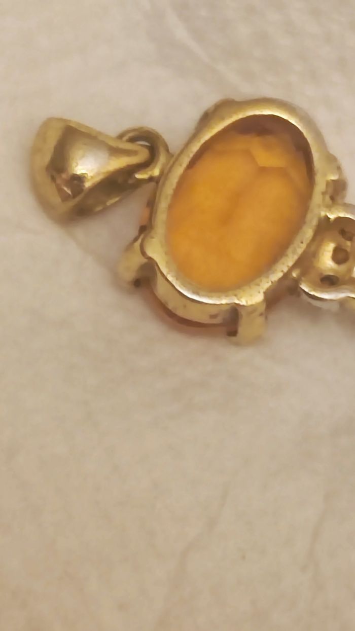 Pendentif clé argent 925 kt avec citrine ou zirconium teinté. Neuf. - photo numéro 3