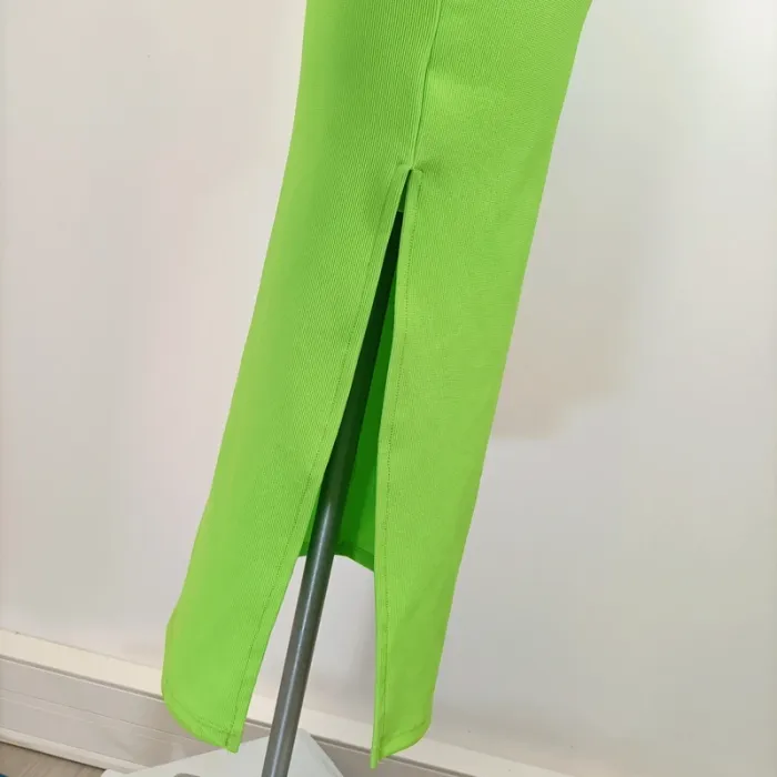 Robe verte fluo- M - stradivarius - robe longue moulante, soirée A288 - photo numéro 6