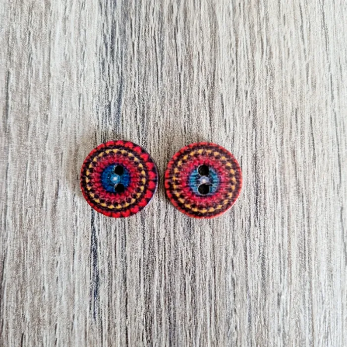 Lot de 2 boutons en bois vintage