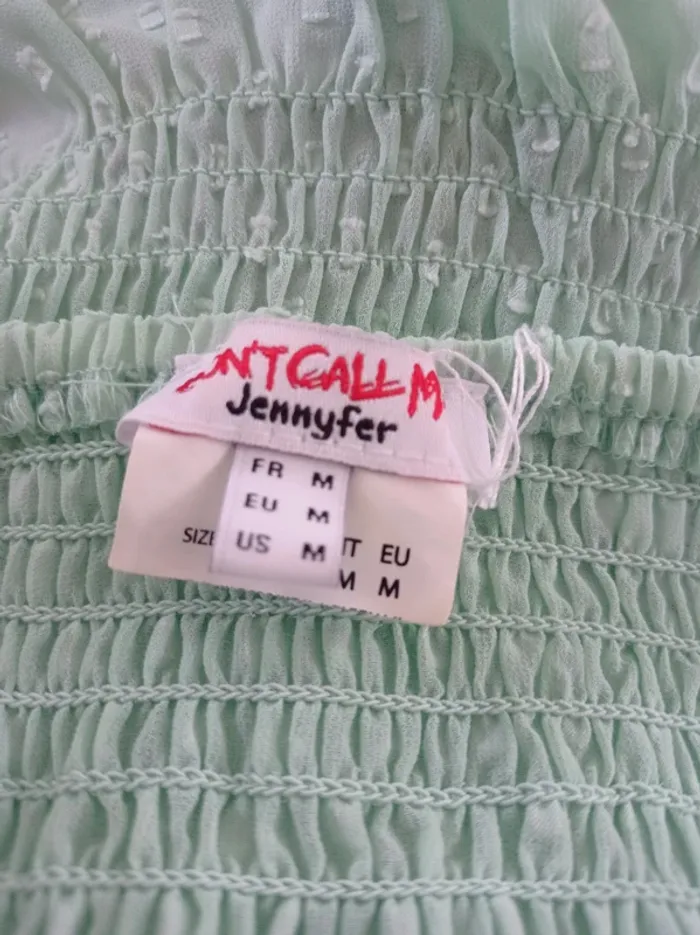 Magnifique haut blouse court vert d'eau avec noeuds sur les manches T.M Jennyfer - photo numéro 3