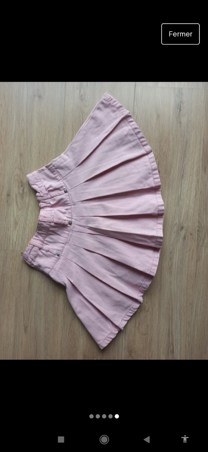 Jupe rayée blanche et rose ajustable élastiques Cyrillus 6 ans - photo numéro 5