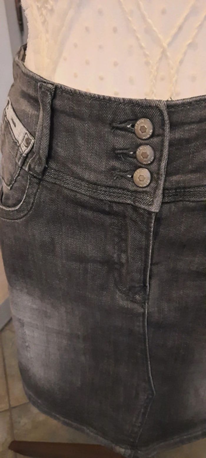 Jupe en jeans grise Camaïeu taille 38 - photo numéro 5
