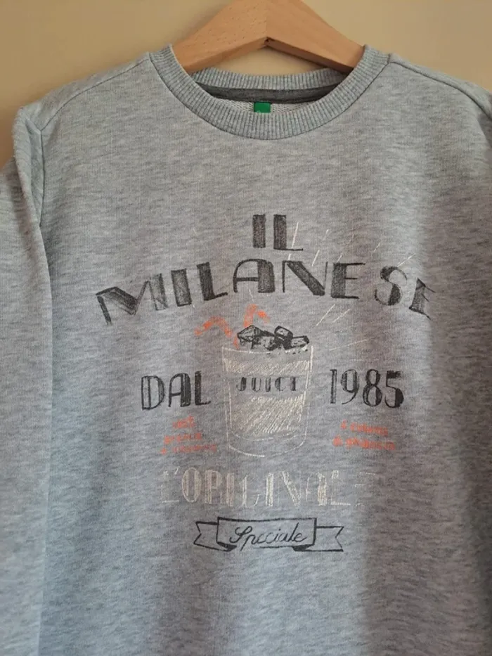 Pull sweat garçon benetton tbe gris 8-10 ans - photo numéro 2