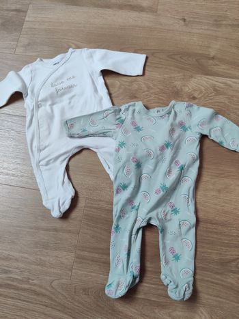 Lot 2 pyjamas mi-saison 3 mois mixte