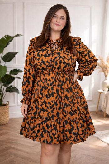 Robe échappée sauvage noire et caramel Femme taille 54 marque Boohoo 💍 