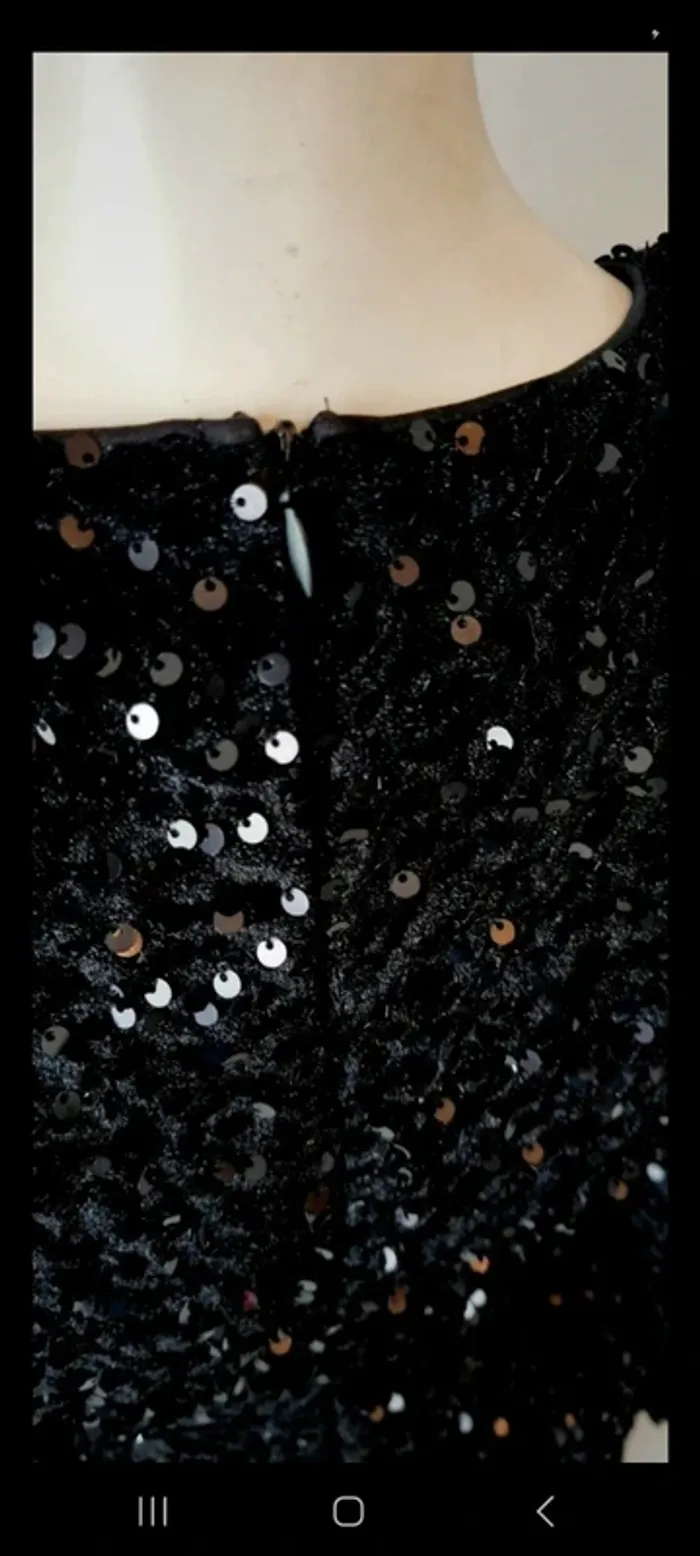 Robe longue sequins noir découpe soirée 38 - photo numéro 5