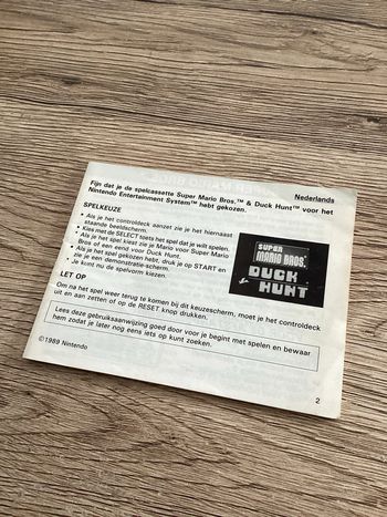 notice incomplète du jeu super mario bros duck hunt nintendo nes
