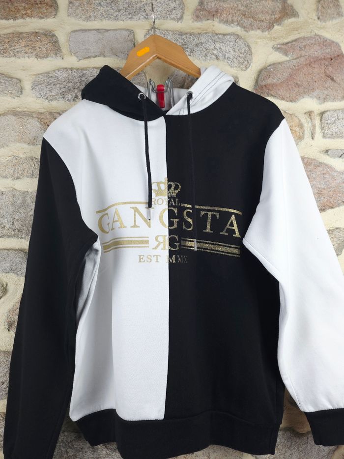 Sweat à capuche bicolore noir et blanc Homme/ Ado taille M marque Brave Soul 🎸 - photo numéro 4