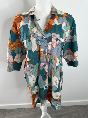 Chemise oversize multicolore tropicale perroquet Étienne Vintage T40 L