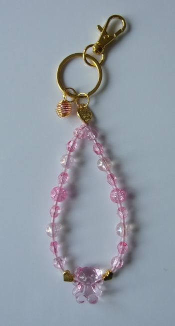 Porte clé doré ou Déco de sac à main ourson rose