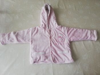 Gilet épais à capuche rose à bouton baby club 74 cm