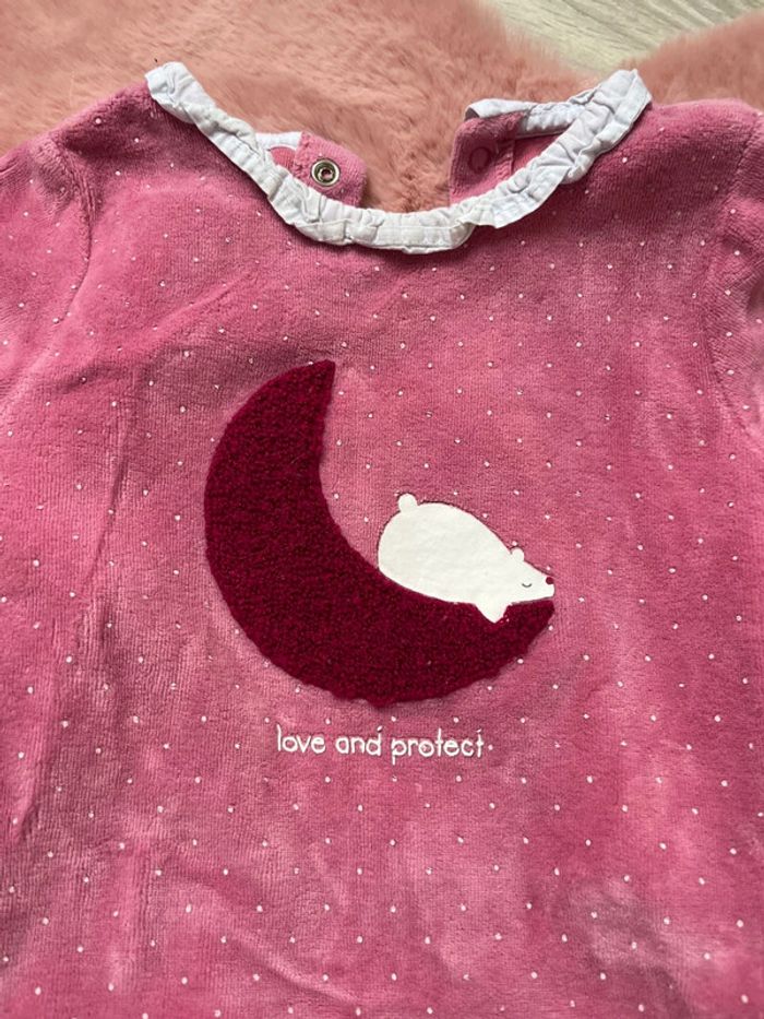 Lot 4 pyjamas 1 pièce velours bébé fille 9 mois - photo numéro 10
