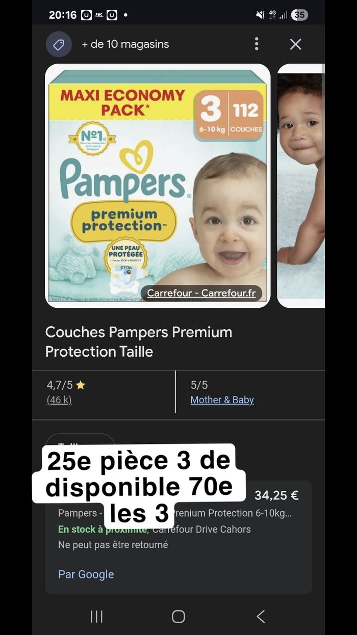 Couche pampers lot X3 taille 3 4 et 5 - photo numéro 2