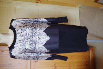 La Fée Maraboutée- Robe bi-matière - noir, gris et blanc T42