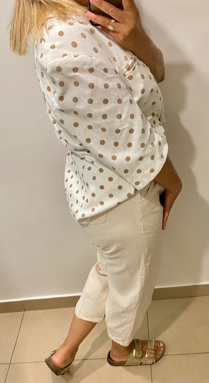 Veste blazer à pois beige - Pierre Balmain Taille 42-44 - photo numéro 6