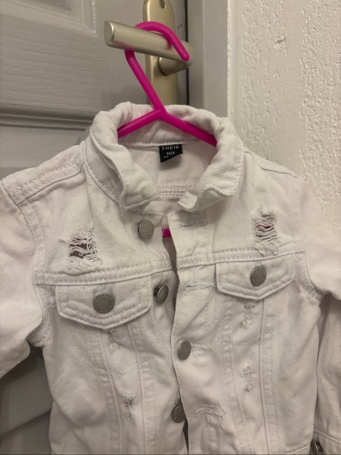 Veste en jean blanc shein 12/18 mois - photo numéro 3