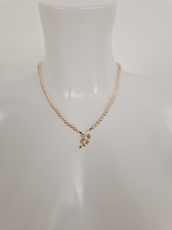 Collier perles vintage avec son motif - photo numéro 2