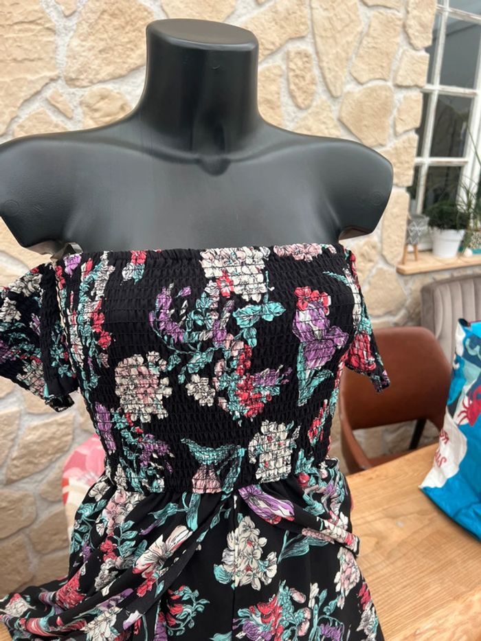 Robe longue amisu new yorker taille S 36 Combishort combinaison short été cape noire à fleurs - photo numéro 6