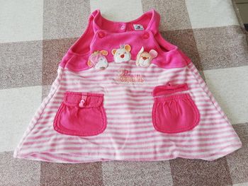 Robe À bretelles rayée rose absorba 6 mois