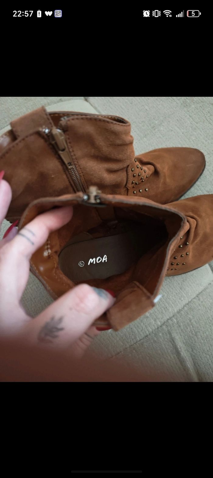Bottines camel cloutées MOA neuves – T37 – style western - photo numéro 6