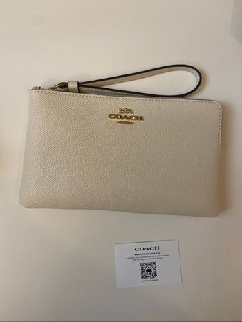 Pochette en cuir crème COACH 20 x 12 cm