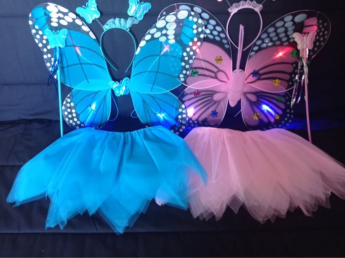 Lot déguisement papillon rose et bleu à LED - photo numéro 5