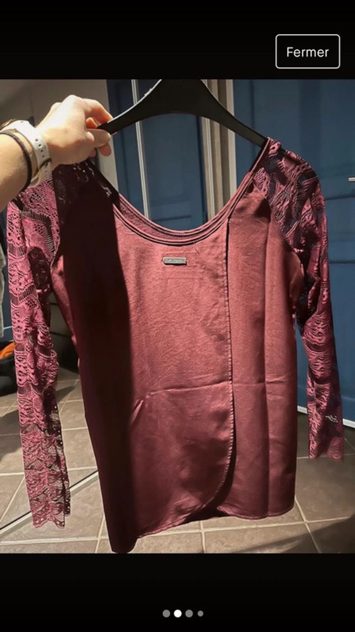 Tee-shirt Blouse Bordeaux - photo numéro 3