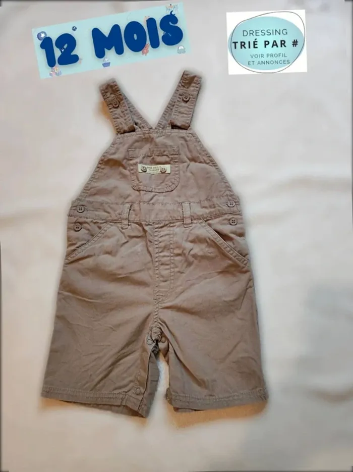 Salopette short kaki 12 mois