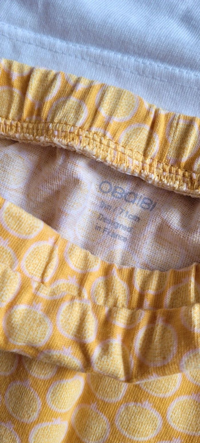 Magnifique Ensemble Short et Débardeur blanc jaune citron 🍋 perroquet Obaïbi 9mois comme neuf - photo numéro 4