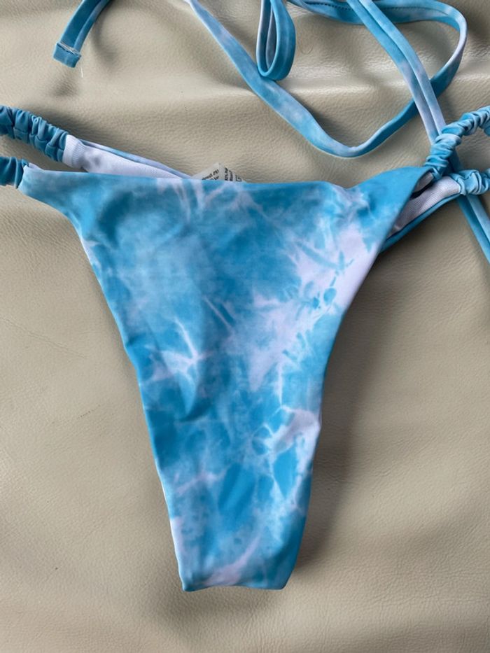 Maillot de bain neuf shein taille 36 s bleu ciel blanc tanga - photo numéro 6
