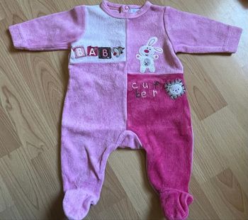 Pyjama velours lapin rose 0M