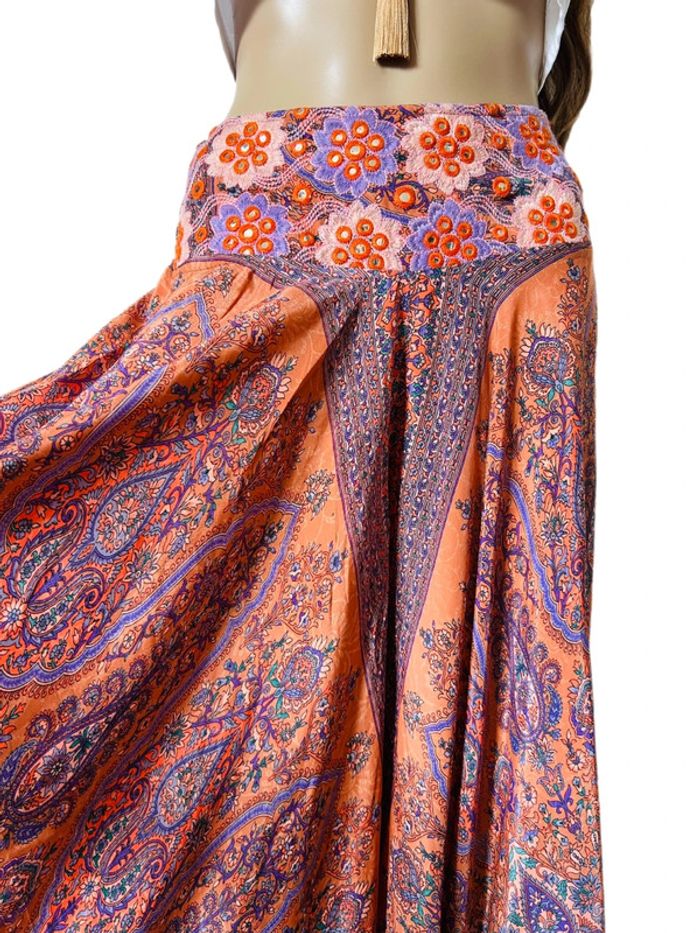 🪷Jupe-culotte indienne boho chic hippie Indian embroidered paisley skirt-culottes🪷 - photo numéro 11