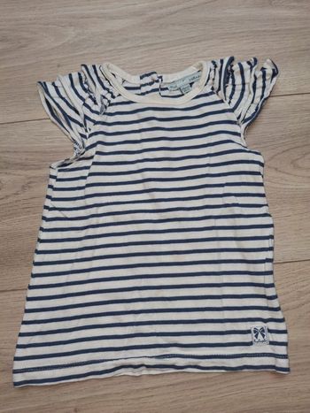 Tee shirt manche courte fille type marinière 24 mois