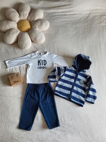 Joli Ensemble t-shirt pantalon et gilet bébé garçon rentrée Septembre automne hiver