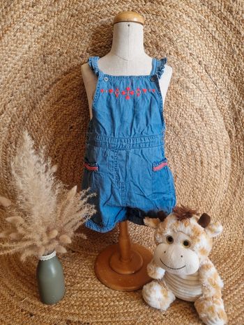 Jolie salopette effet jean avec details rose fille du pareil au même 23 mois 86cm