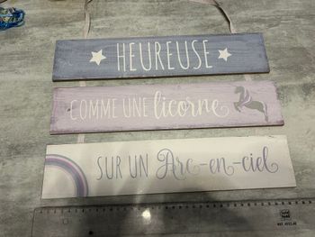 plaque en bois décorative chambre fille licorne