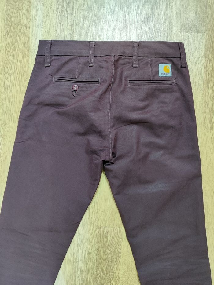 Pantalon Chino Carhartt Sid Pant couleur bordeaux taille 38 - photo numéro 5