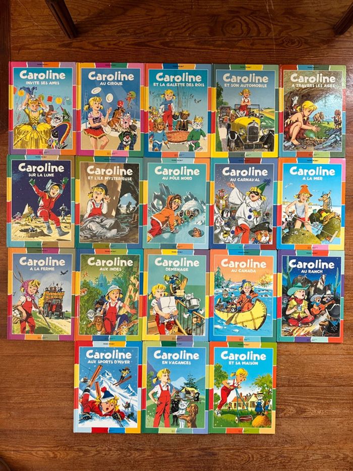 Lot de 18 livres Caroline édition couleurs bords damiers albums Pierre Probst