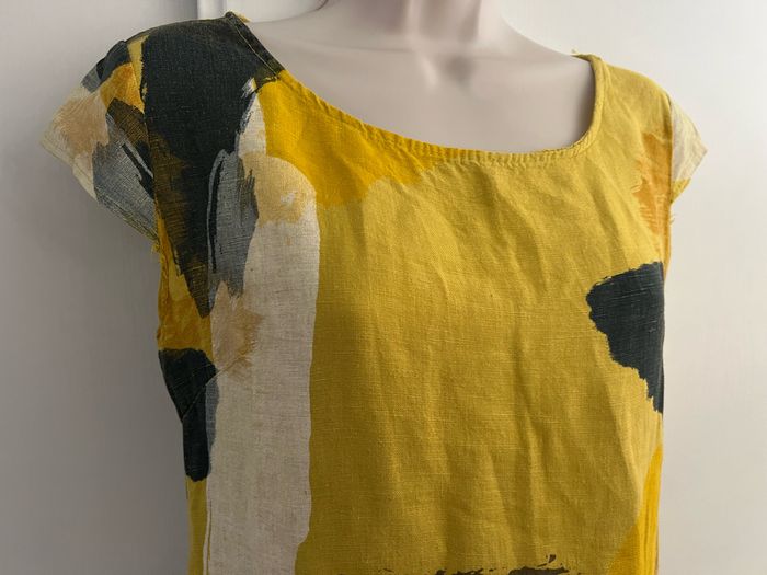 Robe été lin jaune kaki made in Italy robe chic, habillées - photo numéro 2
